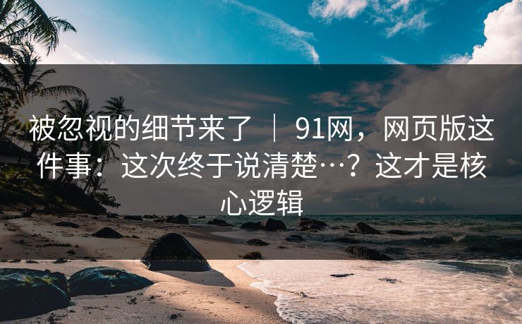 被忽视的细节来了 ｜ 91网，网页版这件事：这次终于说清楚…？这才是核心逻辑