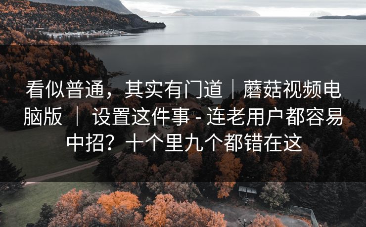 看似普通，其实有门道｜蘑菇视频电脑版 ｜ 设置这件事 - 连老用户都容易中招？十个里九个都错在这